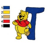 Winnie the Pooh Alphabet T Embroidery Design